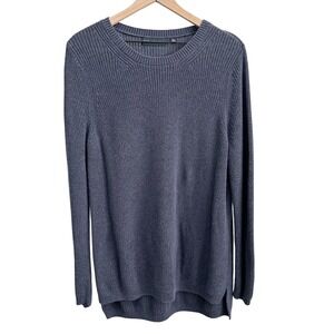 525 America Knit High Low Sweater Top Navy Blue Large Casual Minimalist Academia